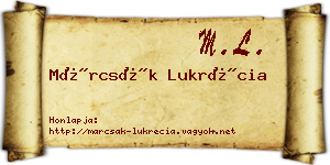 Márcsák Lukrécia névjegykártya